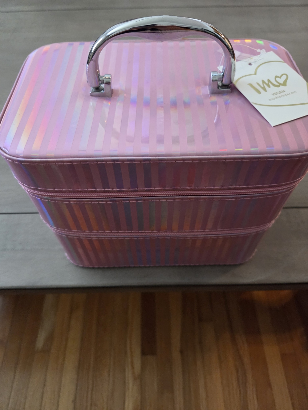 Glam Pink Iridescent Vegan Cosmetic Case/Make-up Organizer/Travel Case